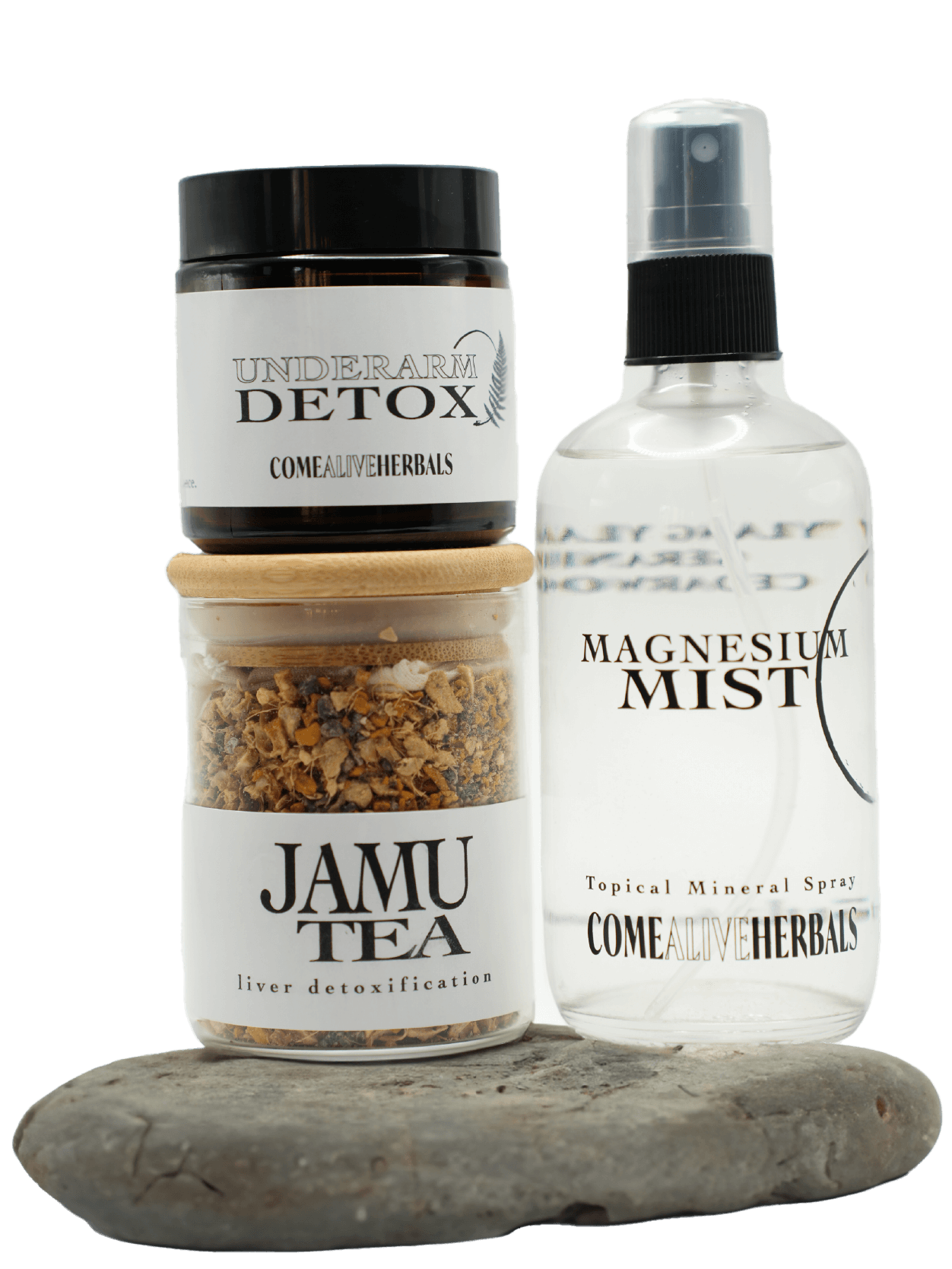 Come Alive Herbals Detox Bundle Jamu Tea Underarm Detox and Magnesium Mist