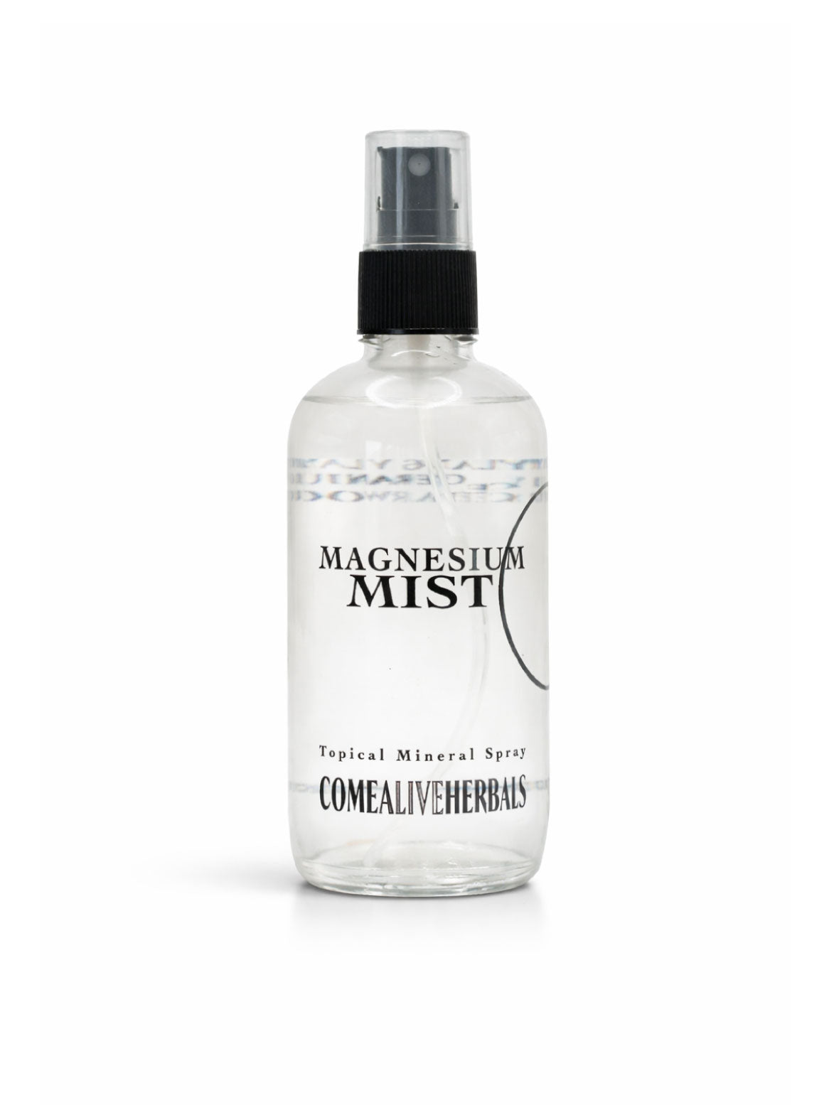Magnesium Mist ingredients including lavender, ylang ylang, geranium, and cedarwood essential oils